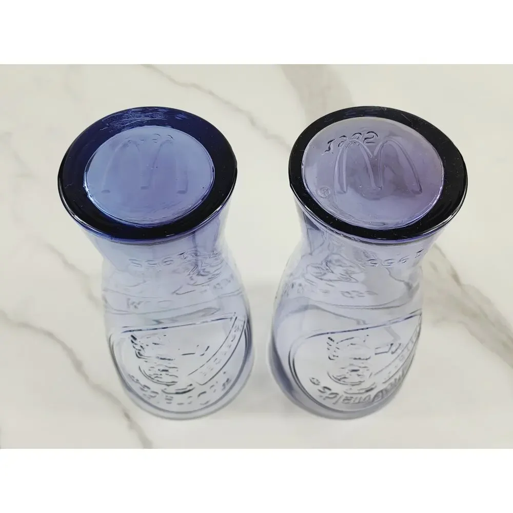 McDonald's Blue Purple Tall Glass 1955 Drinking Glasses 6 1/2